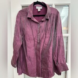 Vintage Simonton Says Purple Mauve Metallic Shimmer Gorgeous Blouse Plus Size 1X